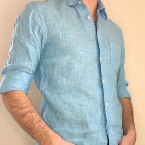 X-Small Light Blue Uniqlo Linen Button Down
